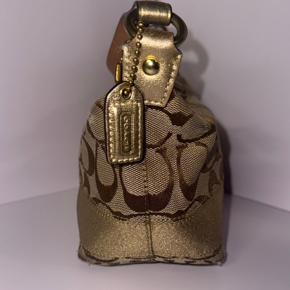 Vtg COACH signature canvas brown/gold fabric Y2K Demi mini bag 40024 - Picture 7 of 9